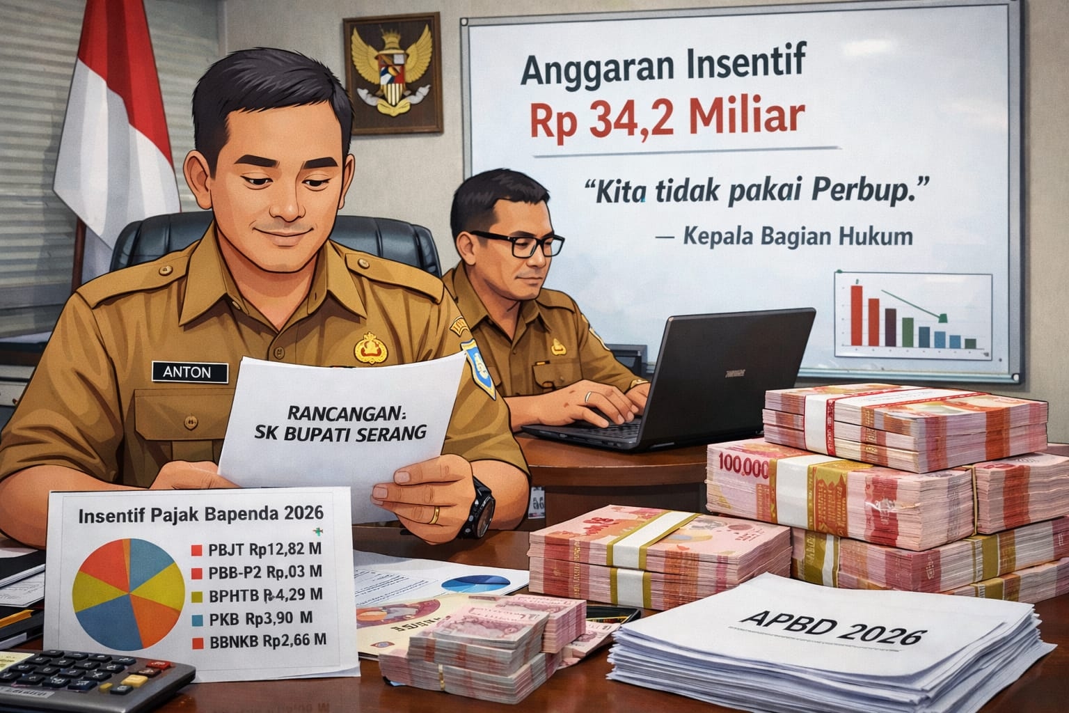 Tanpa Perbup Teknis, Anggaran Insentif Pemungut Pajak Bapenda Serang Tembus Rp34 Miliar