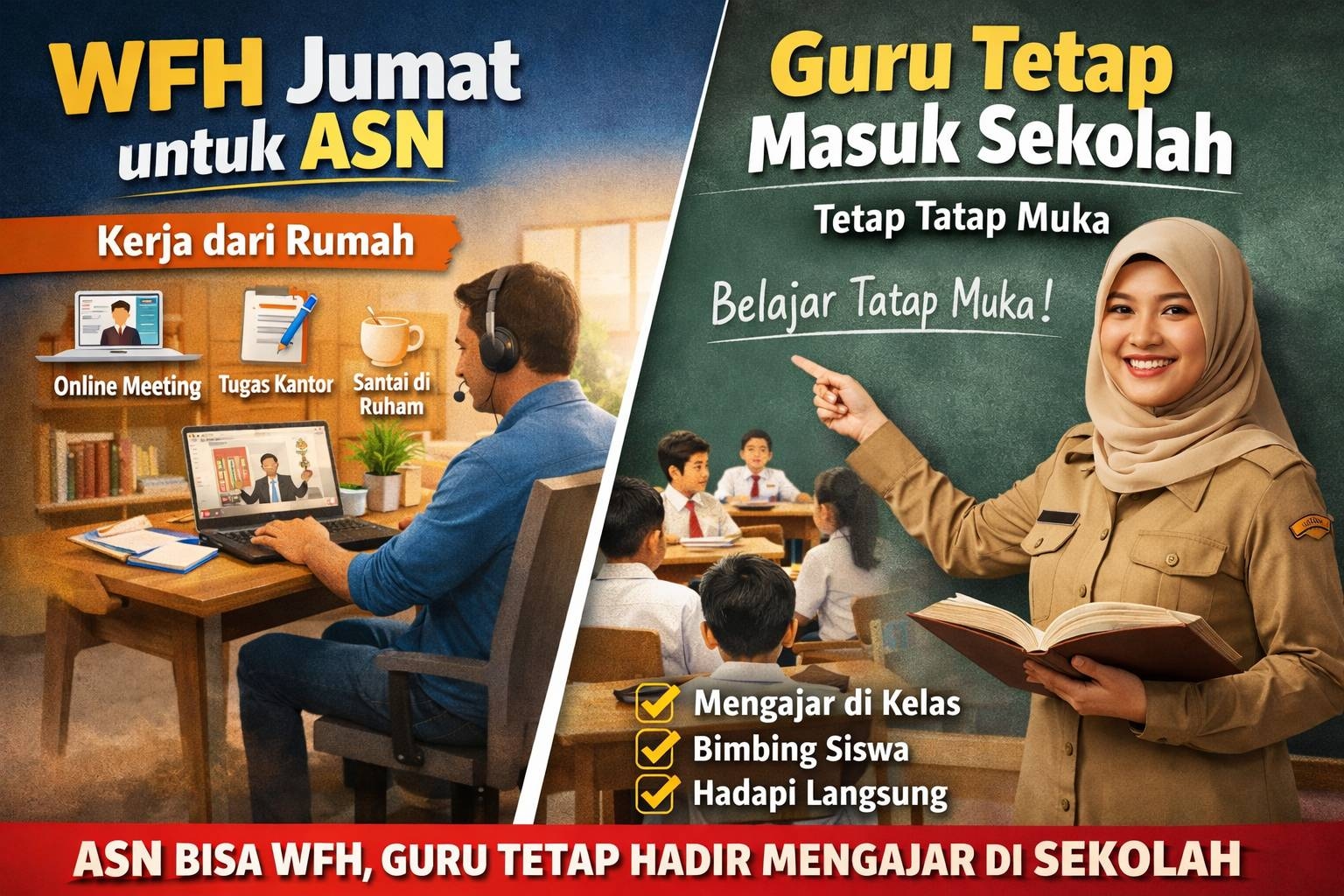 WFH ASN Setiap Jumat Resmi Berlaku, Guru Tetap Mengajar di Sekolah