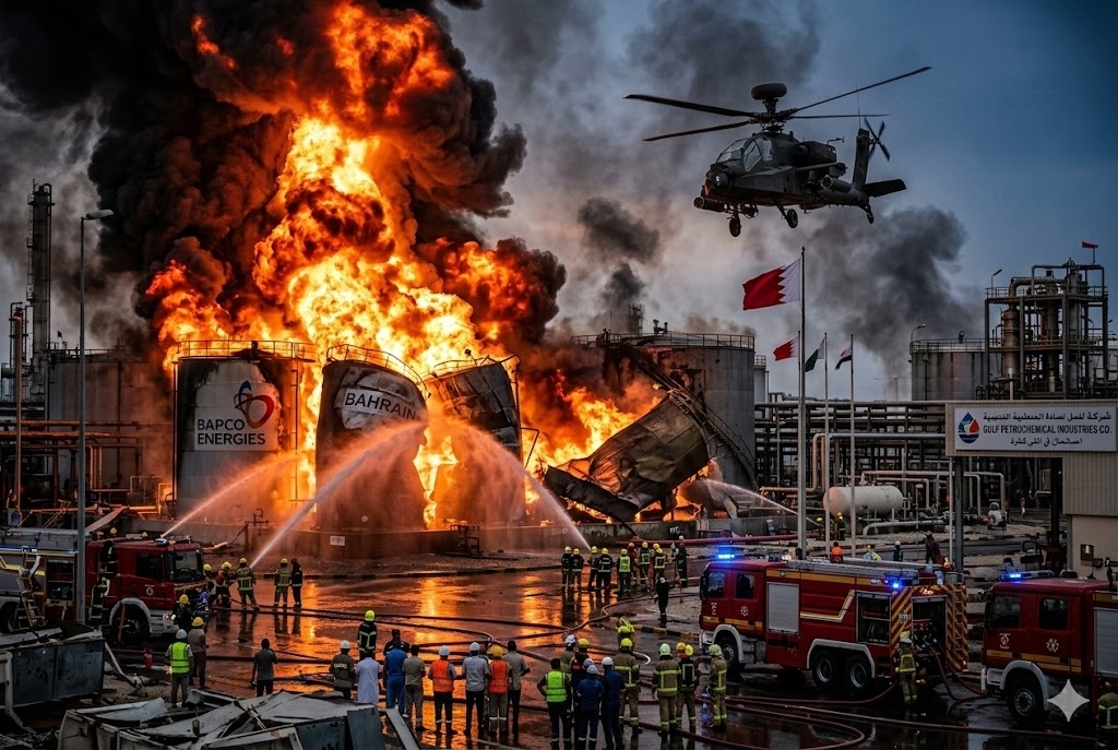 Timur Tengah Tambah Membara! Drone Iran Hantam Jantung Energi Minyak Bahrain, Tangki Raksasapun Meledak Hebat