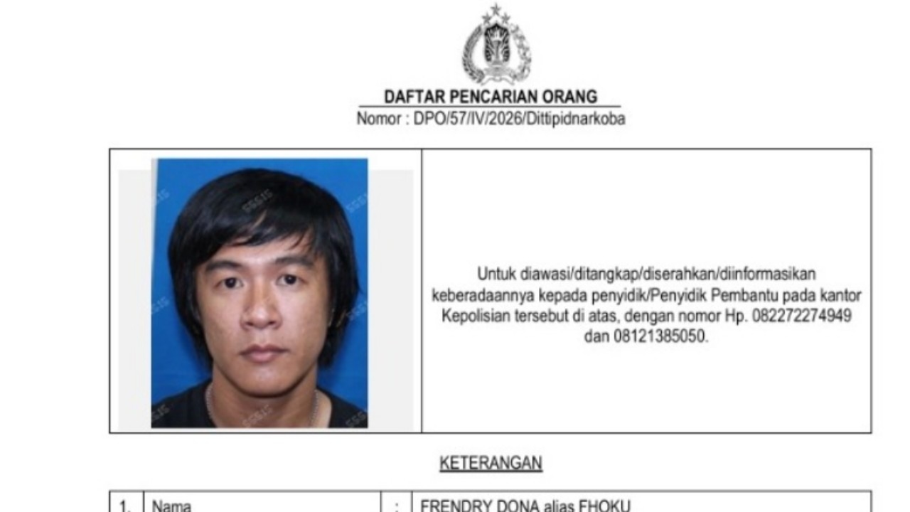 Bareskrim Kejar DPO Bos Laboratorium Vape Etomidate Jakarta Frendry Dona alias Fhoku