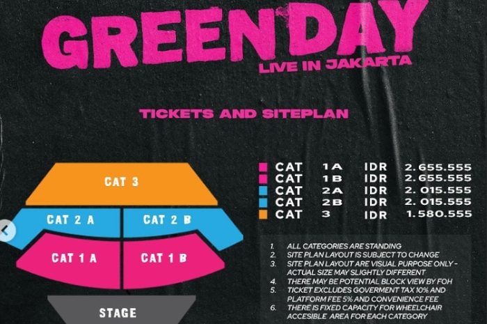 Dijual Hari Ini, Simak Cara Beli dan Daftar Harga Tiket Konser Green Day Jakarta