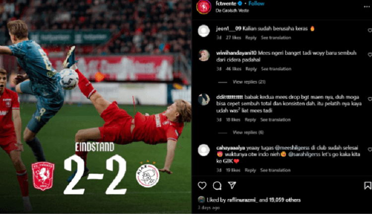 Netizen Serbu Akun FC Twente Gegara Mess Hilgers Tak Diizinkan Pergi ke Indonesia, Karena Alasan Fokus Pemulihan Cidera