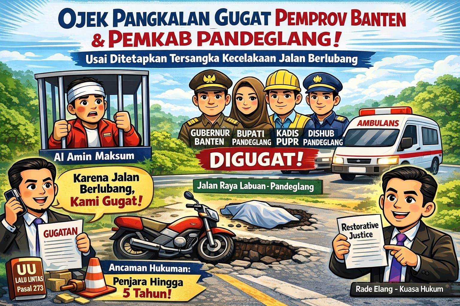 Ojek Pangkalan Gugat Pemprov Banten dan Pemkab Pandeglang Usai Ditetapkan Tersangka Kecelakaan Jalan Berlubang