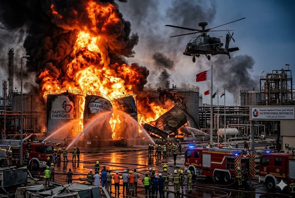 Timur Tengah Tambah Membara! Drone Iran Hantam Jantung Energi Minyak Bahrain, Tangki Raksasapun Meledak Hebat