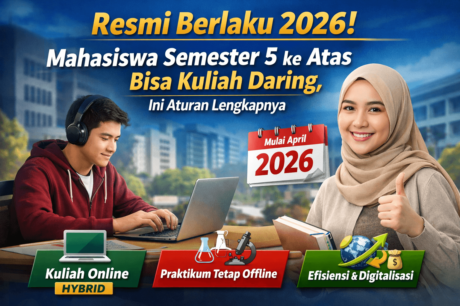 Fix! Kuliah Online untuk Mahasiswa Semester 5 Resmi 2026, Hybrid Jadi Sistem Utama