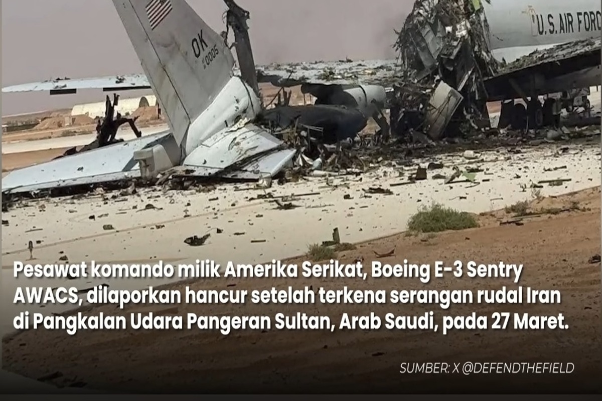 Rudal Murah Iran Hancurkan Pesawat ‘Spy’ AS Senilai Rp4,6 T di Pangkalan Udara Pangeran Sultan, Arab Saudi