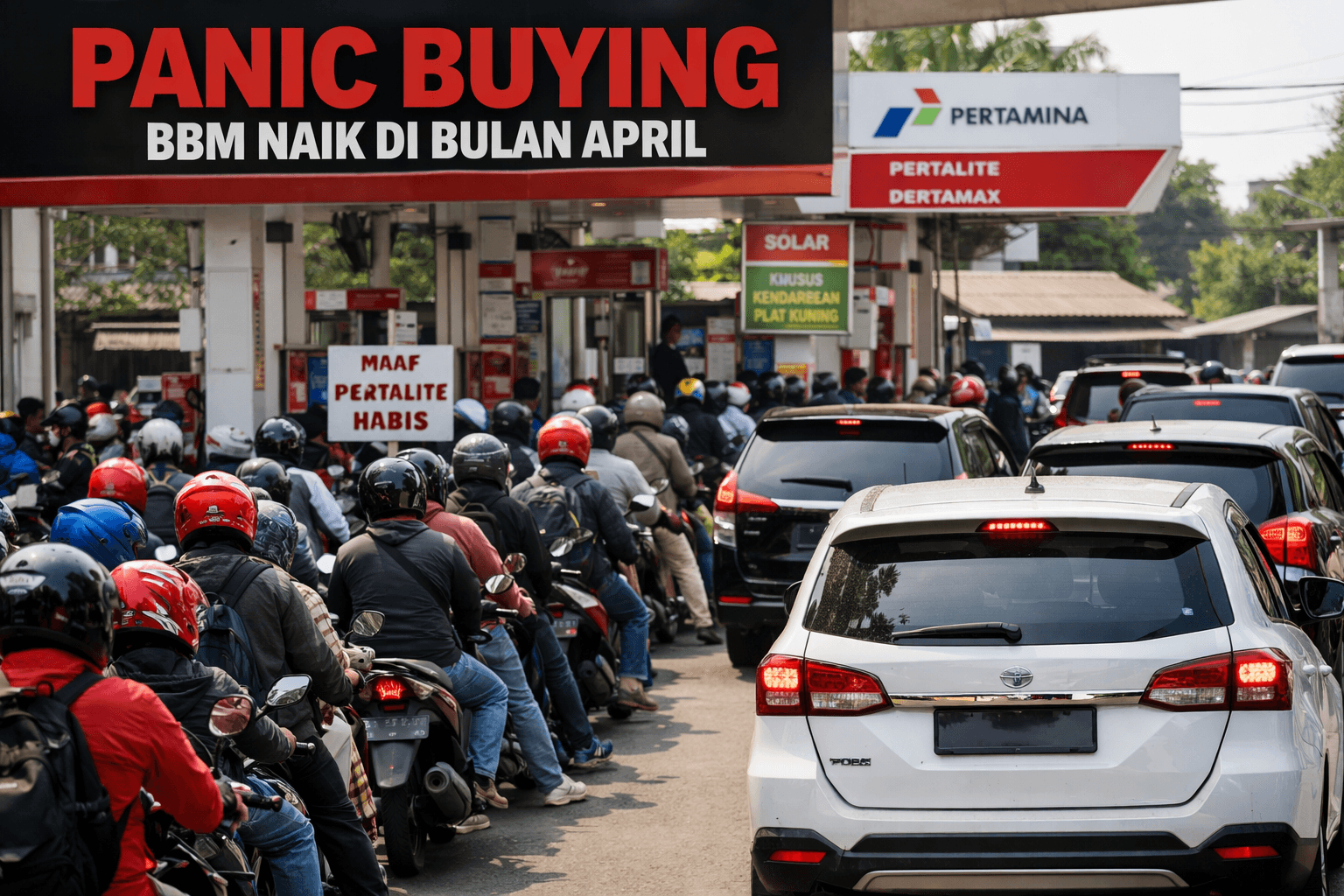 Sempat Panic Buying, Masyarakat Rela Ikut Antrean Panjang di SPBU, Mensesneg: Pemerintah Pastikan BBM Tak Jadi Naik April