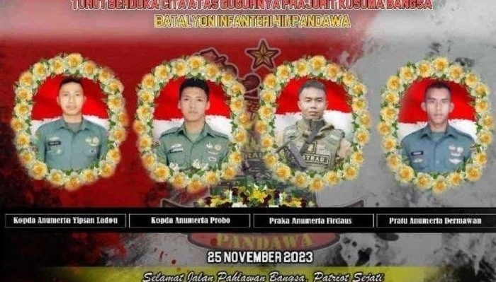 4 Prajurit TNI Gugur dalam Baku Tembak dengan KKB di Papua