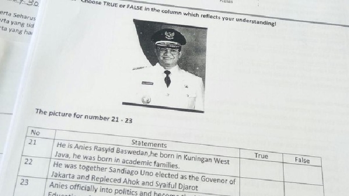Heboh, Anies Baswedan Muncul di Soal Ujian Anak SMK di Lamongan