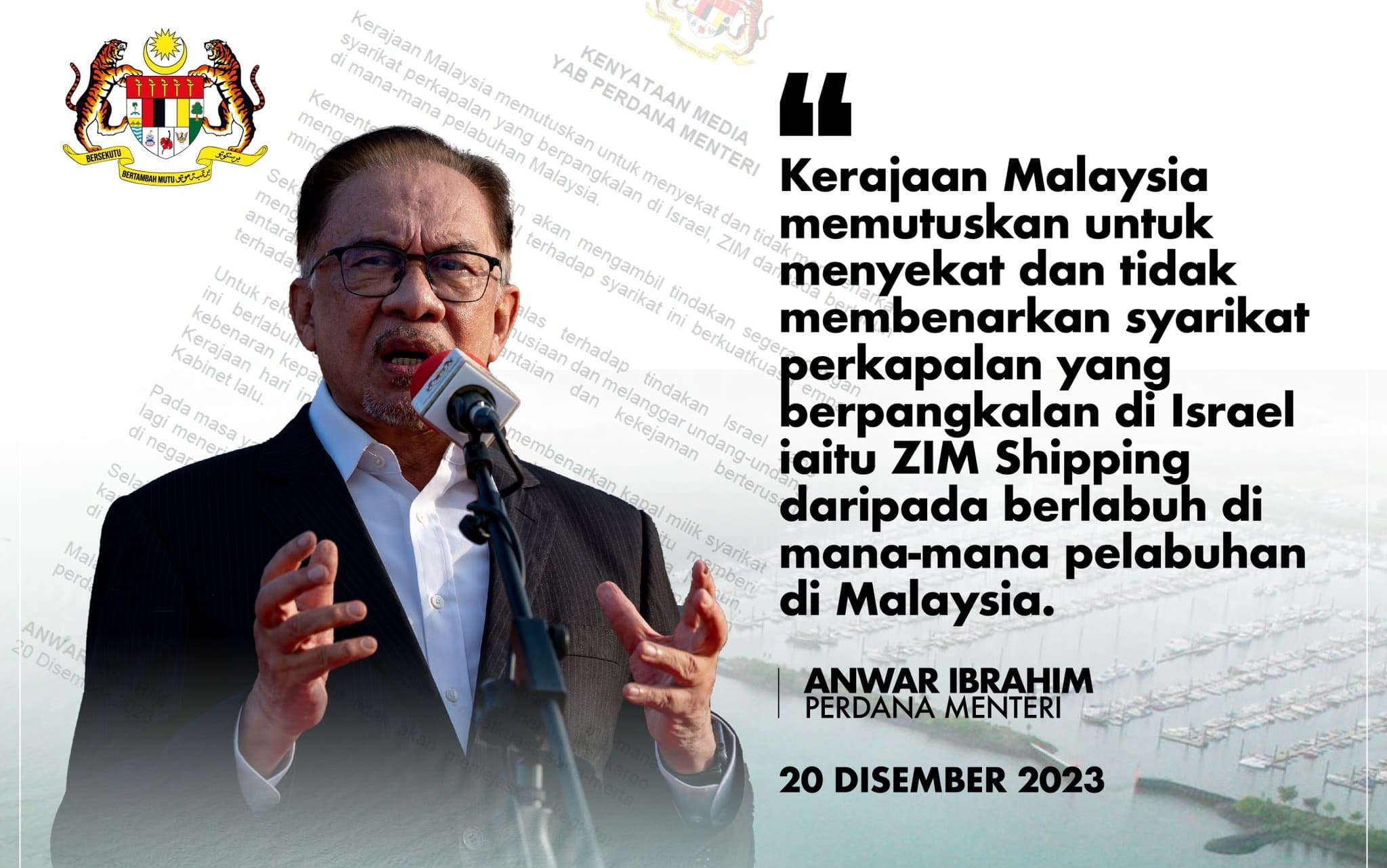 Anwar Ibrahim Tolak Kapal Israel Mendarat di Tanah Malaysia