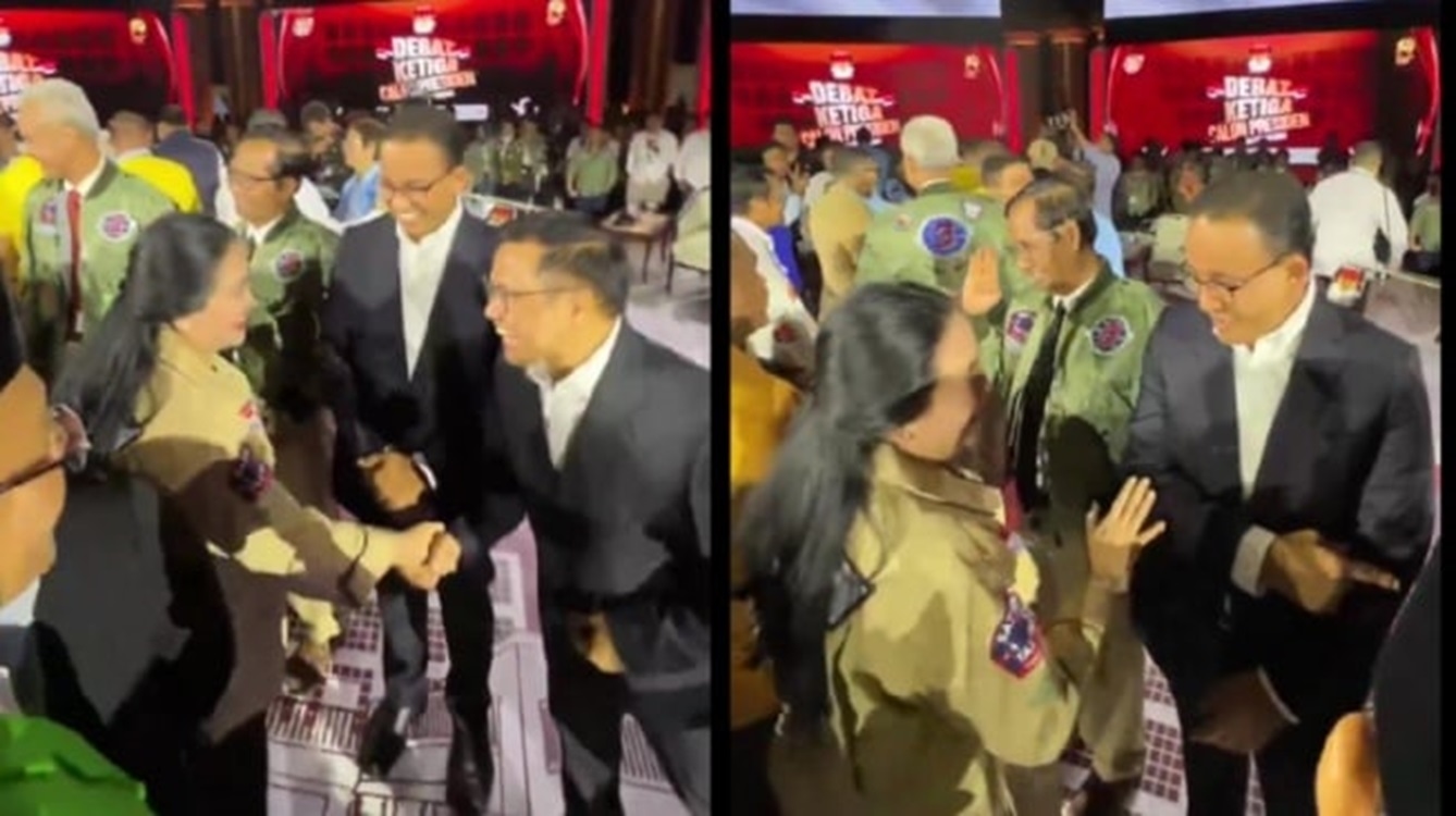 Puan Maharani Tampak Akur Dan Akrab Saat Bersalaman Dengan Anies Usai Debat Ketiga Pilpres 2024