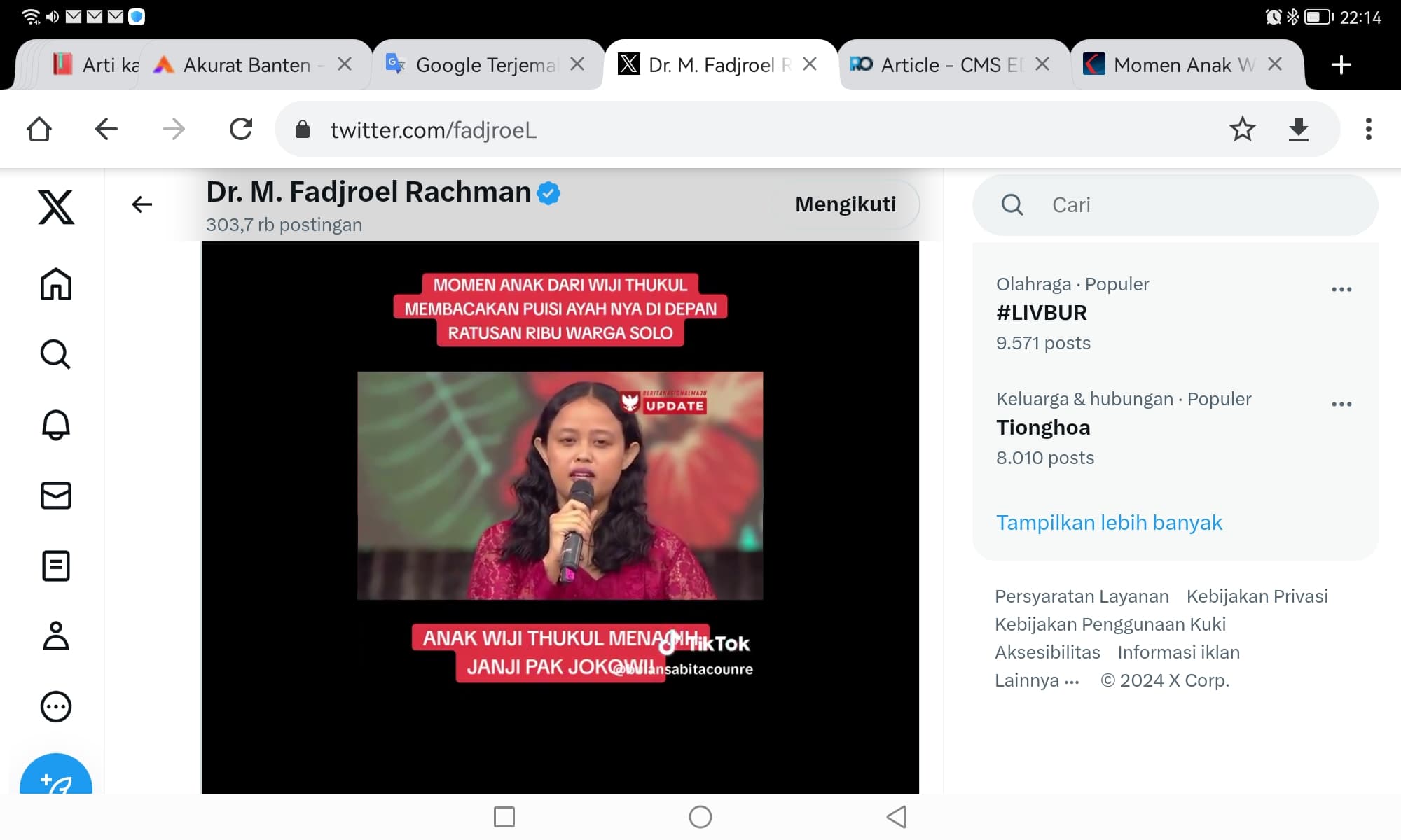 Merinding! Tagih Janji Presiden Jokowi, Putri Wiji Thukul Bacakan Puisi Peringatan di Hadapan Ribuan Warga Solo