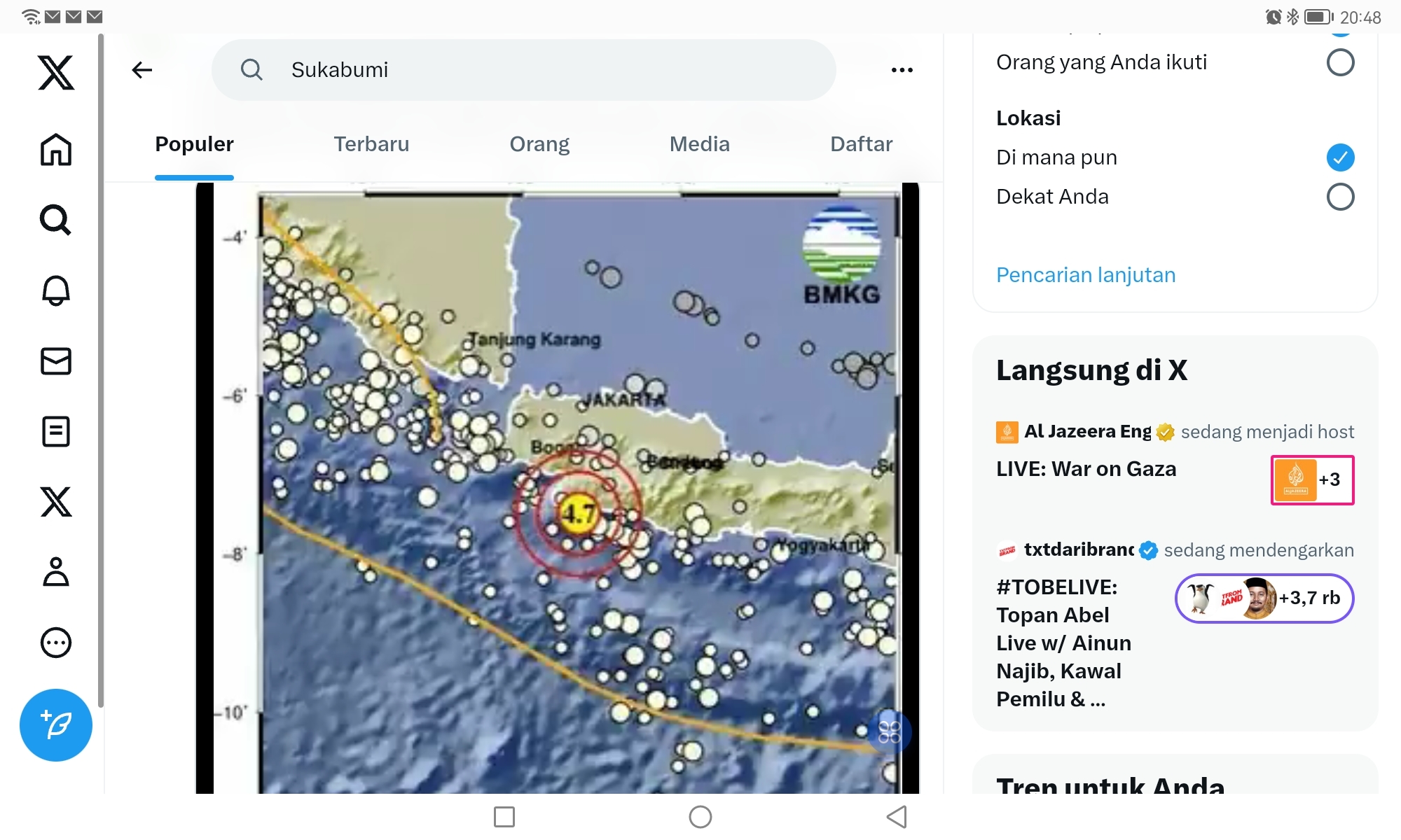 Sukabumi Diguncang Gempa M4,9, Getarannya Bikin Vertigo Dirasakan hingga Bandung