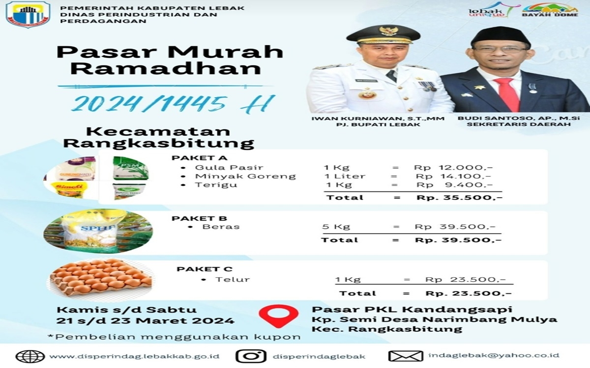 Pemkab Lebak Gelar Pasar Murah di 28 Kecamatan, Tekan Kenaikan Inflasi dan Harga Kebutuhan pokok