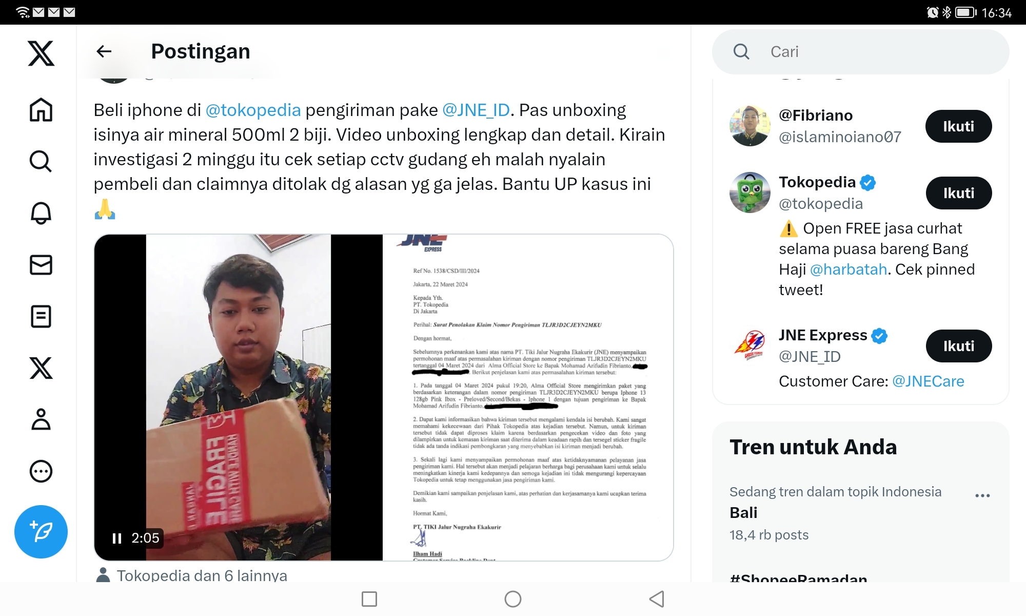 Beli iPhone 13 di Tokopedia, yang Datang Paket Berisi Botol Aqua