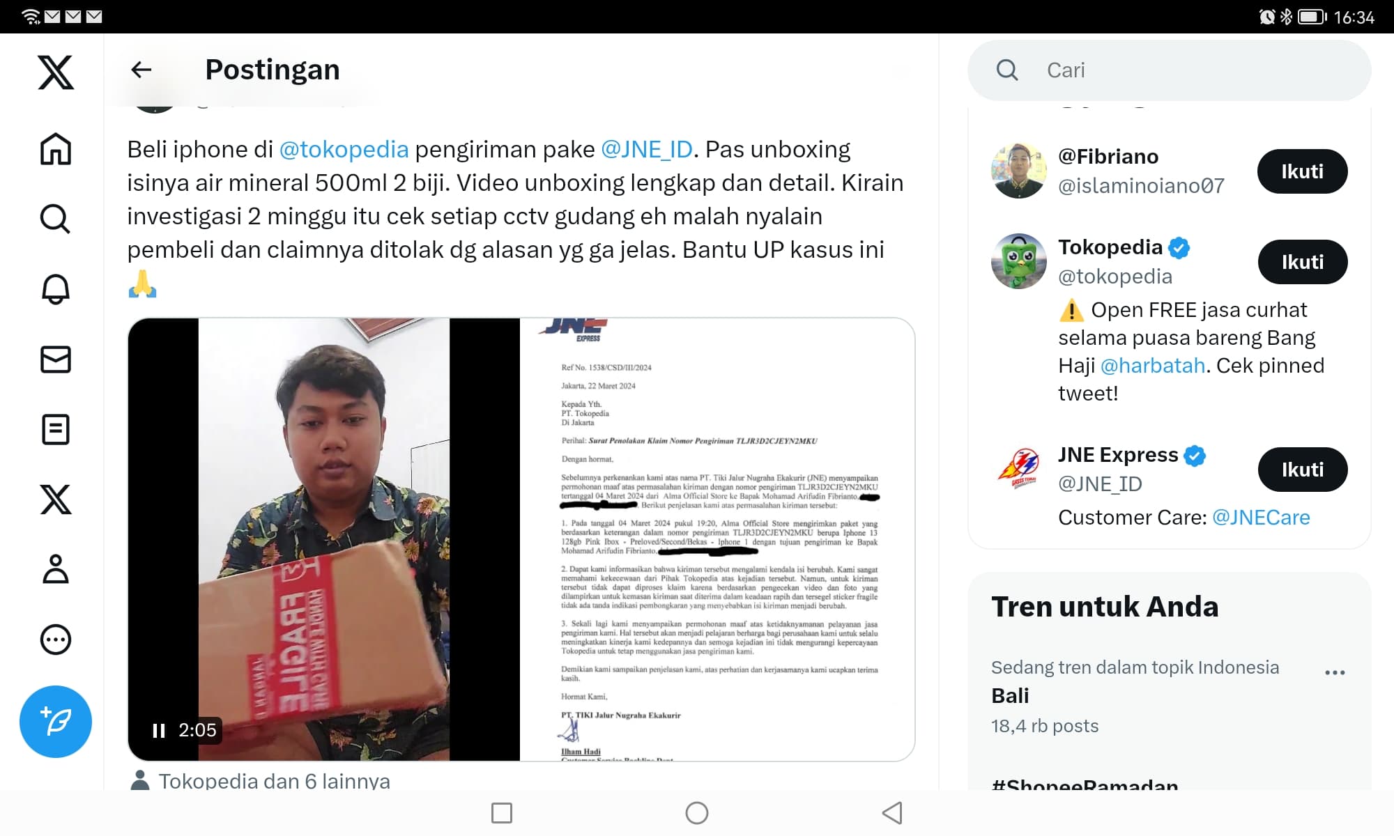 Beli iPhone 13 di Tokopedia, yang Datang Paket Berisi Botol Aqua