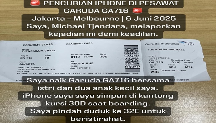 Bukan Orang Sembarangan! Ini Pekerjaan Michael Tjendara yang Kehilangan iPhone di Pesawat Garuda Indonesia