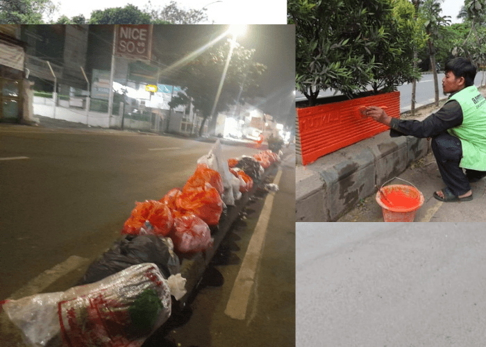 Pengen Estetik! Pemkot Tangerang Cat Trotoar, Sampah Dibiarkan Berceceran