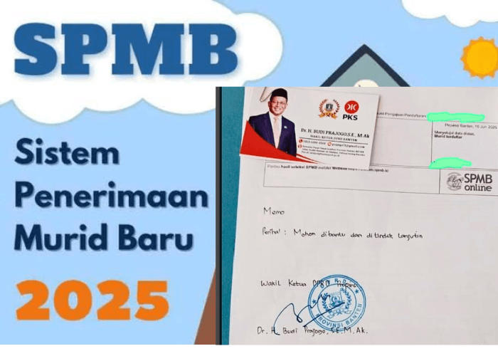 Viral! Memo Wakil Ketua DPRD Banten Ngemis Titip Siswa SPMB di Cilegon