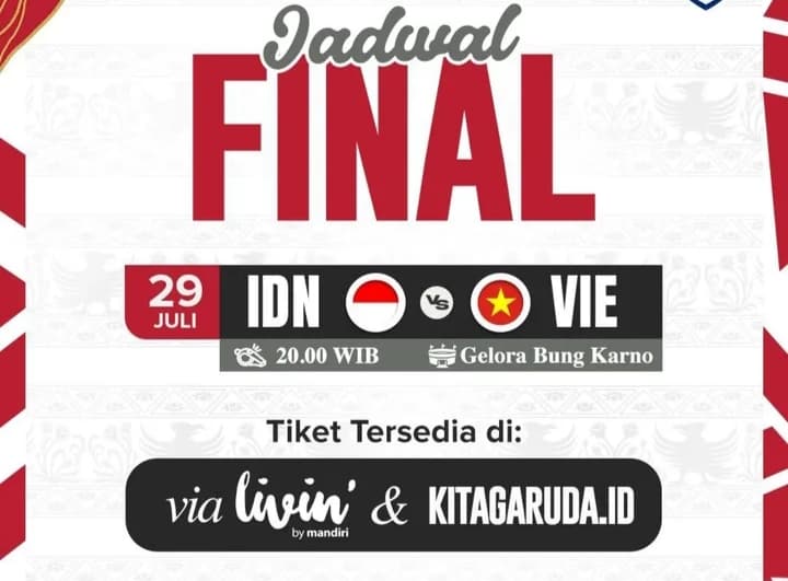 Link Streaming Indonesia Vs Vietnam Malam Ini di SUGBK, Siapa yang Akan Dapat Piala AFF U-23 2025