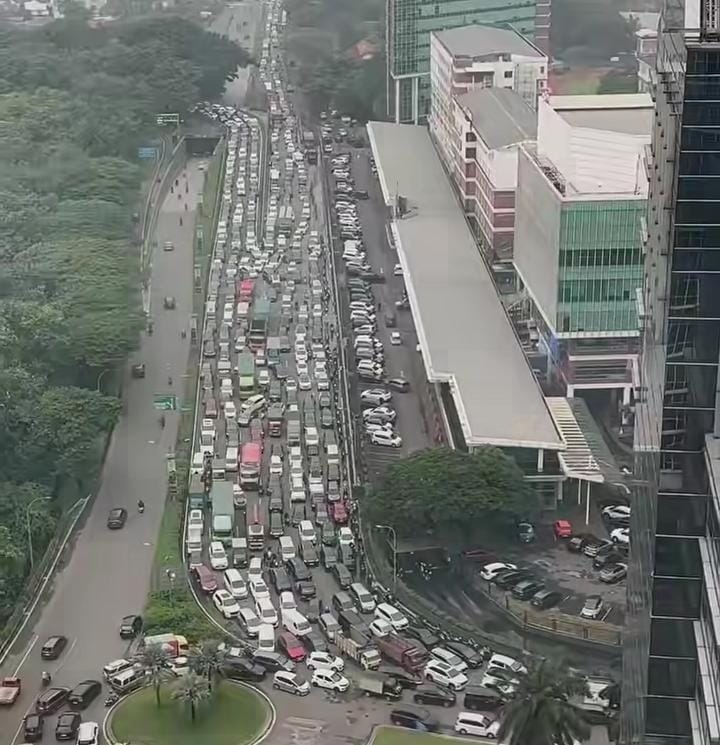 Pohon Bertumbangan di Lippo Karawaci Tangerang, Macet Mengular Tak Terhindarkan
