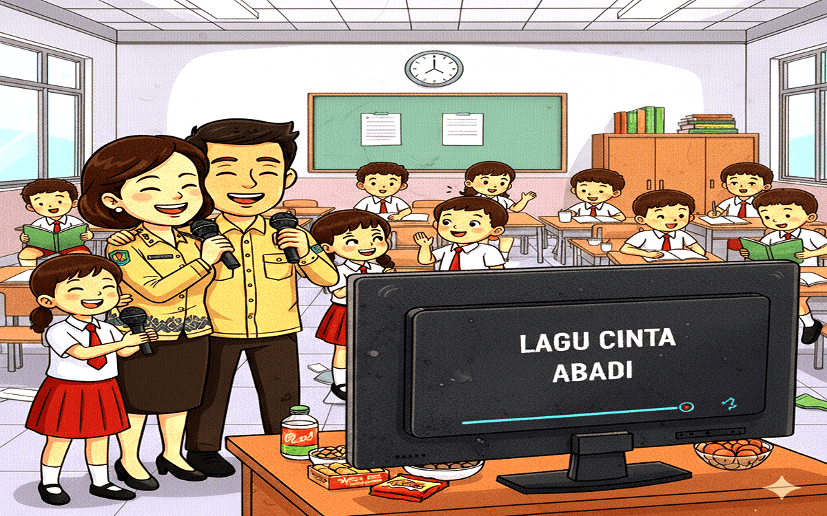 Viral Kepala Sekolah dan Guru SD di Pandeglang Sedang Asik Karaoke Mesra, Gunakan Smart TV Bantuan Pemerintah!